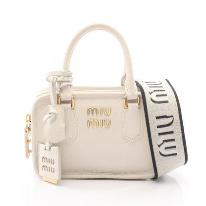 Miu Miu Vitello Daino Soft 2-Way White Black Leather Handbag