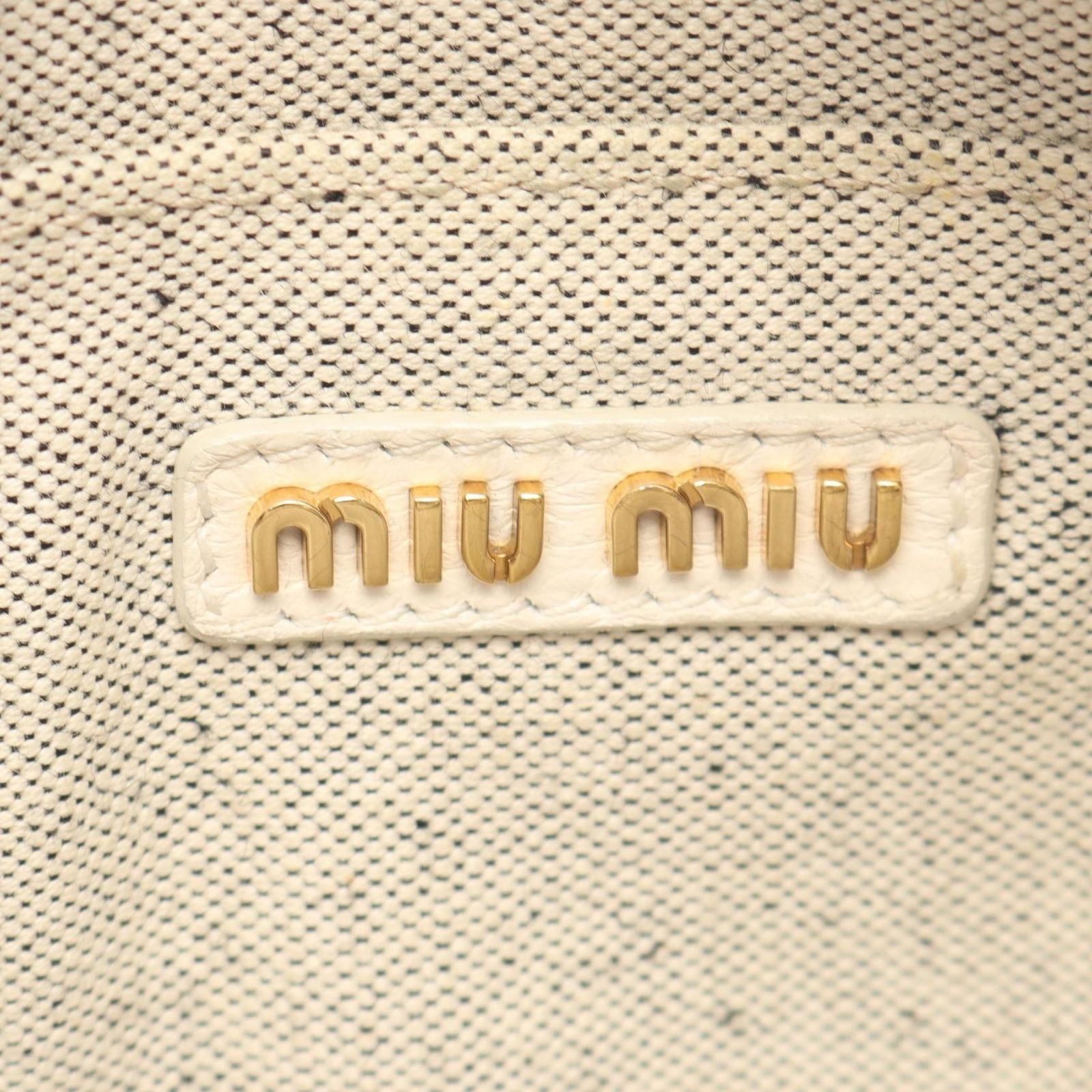 Miu Miu Vitello Daino Soft 2-Way White Black Leather Handbag — view 4