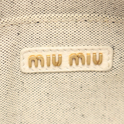 Miu Miu Vitello Daino Soft 2-Way White Black Leather Handbag — view 4