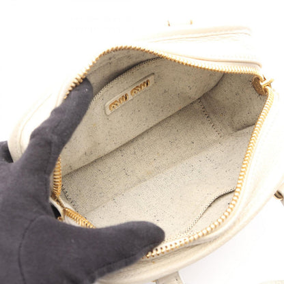 Miu Miu Vitello Daino Soft 2-Way White Black Leather Handbag — view 3