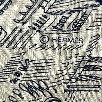 Hermes Shawl Carre Geant 140 Natural Blue Royal Petrol Cashmere Silk Scarf — view 2