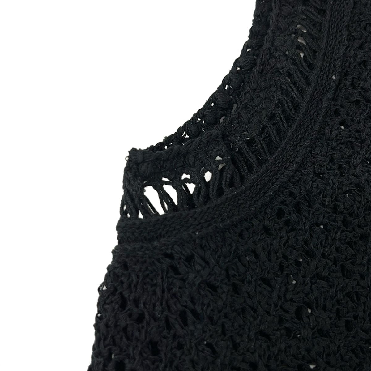 Chanel Dress Black Crochet Camellia Button Sleeveless Cotton — view 7