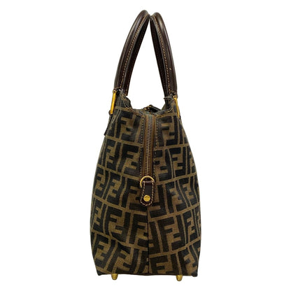 Fendi Handbag Zucchini Beige Dark Brown Gold Leather — view 2