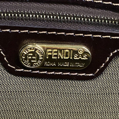 Fendi Handbag Zucchini Beige Dark Brown Gold Leather — view 8