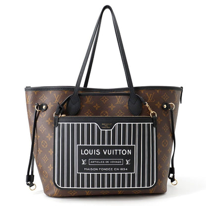 Louis Vuitton Tote Bag Monogram Gray Leather Neverfull Inside Out MM Reversible
