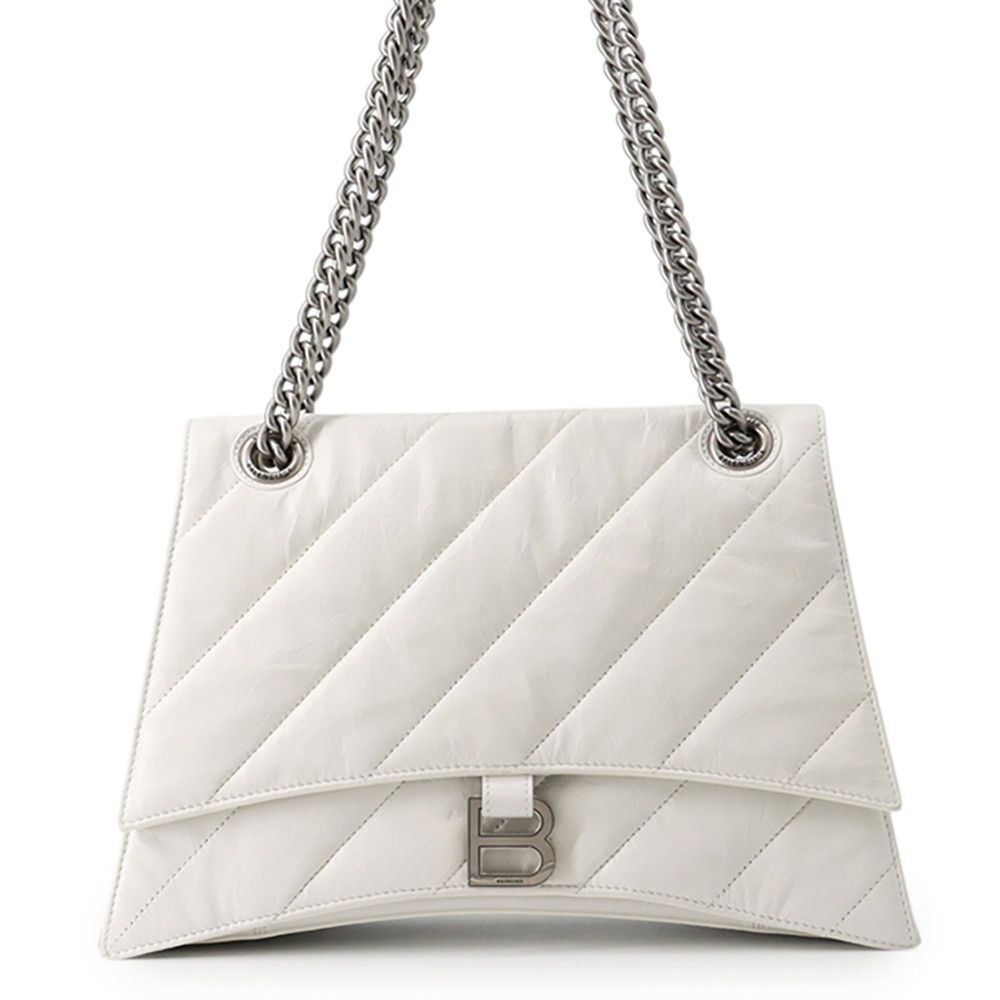 Balenciaga Chain Shoulder Bag Crush Leather White
