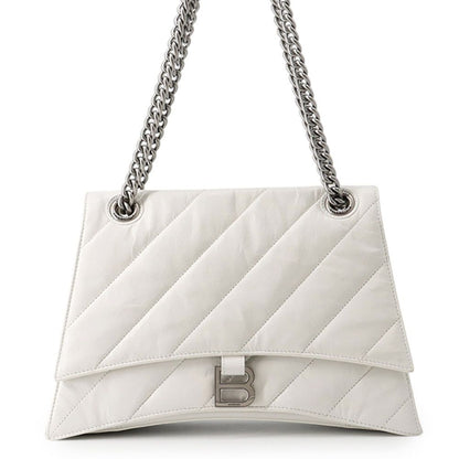 Balenciaga Chain Shoulder Bag Crush Leather White