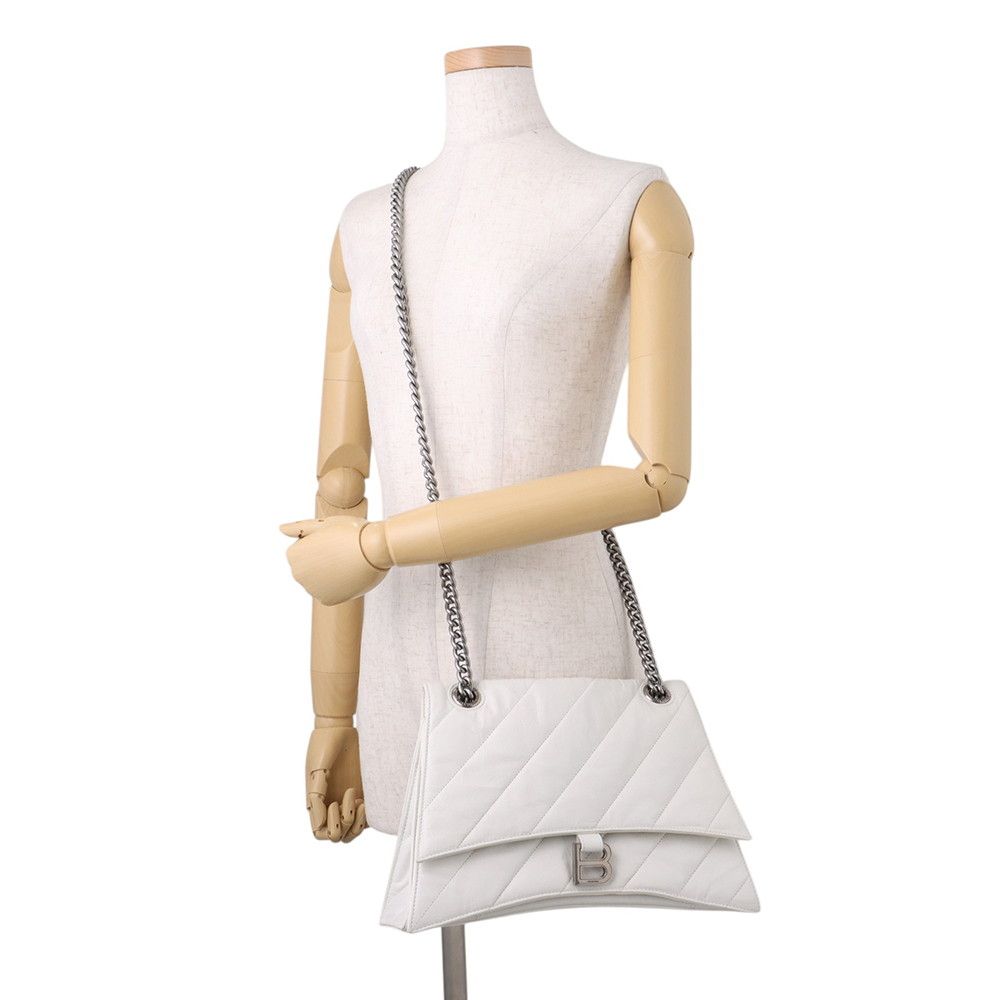 Balenciaga Chain Shoulder Bag Crush Leather White — view 5