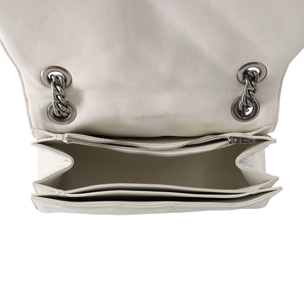 Balenciaga Chain Shoulder Bag Crush Leather White — view 6