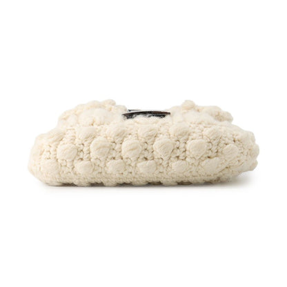 Fendi Mamma Bucket Bag Wool Leather White Black — view 3