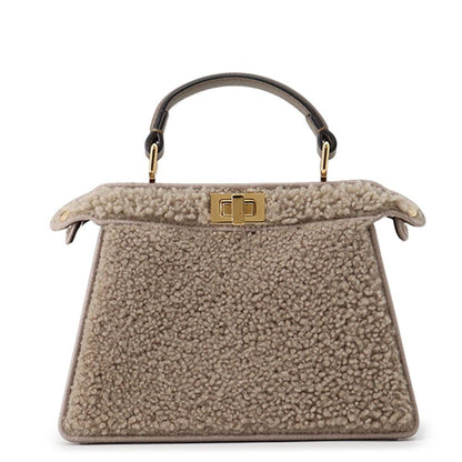 Fendi Peekaboo ISeeU Petit Shearling Leather Handbag