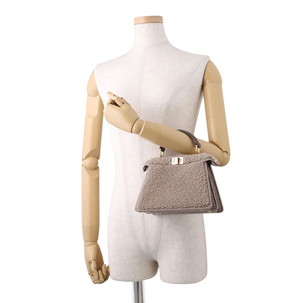 Fendi Peekaboo ISeeU Petit Shearling Leather Handbag — view 4