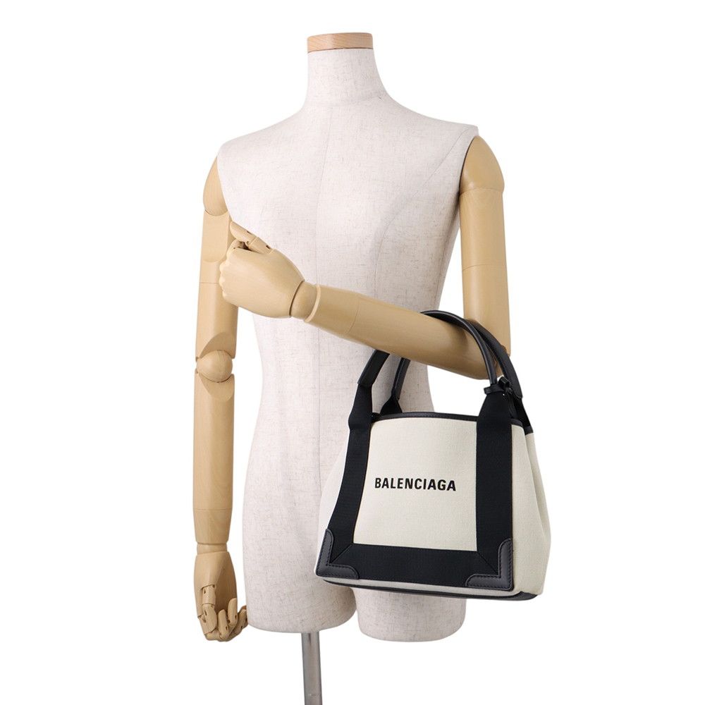 Balenciaga Handbag Navy Cabas XS 2-Way White Black Pouch — view 4