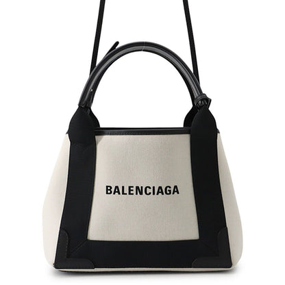 Balenciaga Handbag Navy Cabas XS 2-Way White Black Pouch