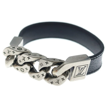Louis Vuitton Monogram Eclipse Mono Chain Leather Blur Black Silver Bracelet