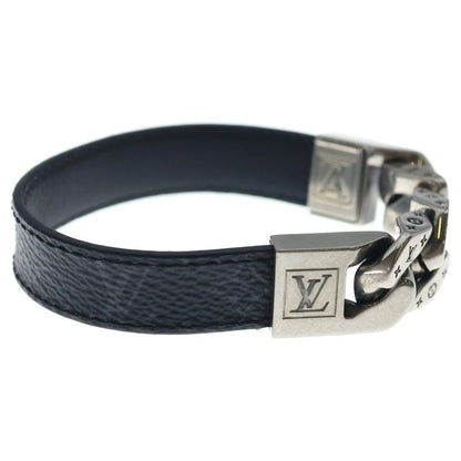 Louis Vuitton Monogram Eclipse Mono Chain Leather Blur Black Silver Bracelet — view 3