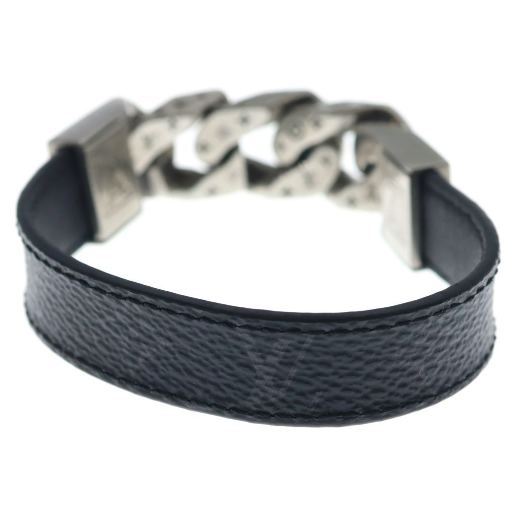 Louis Vuitton Monogram Eclipse Mono Chain Leather Blur Black Silver Bracelet — view 2