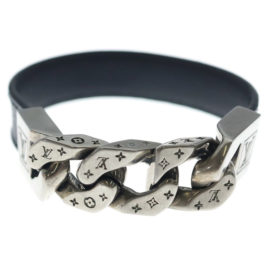 Louis Vuitton Monogram Eclipse Mono Chain Leather Blur Black Silver Bracelet — view 4