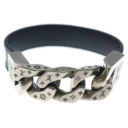 Louis Vuitton Monogram Eclipse Mono Chain Leather Blur Black Silver Bracelet — view 4