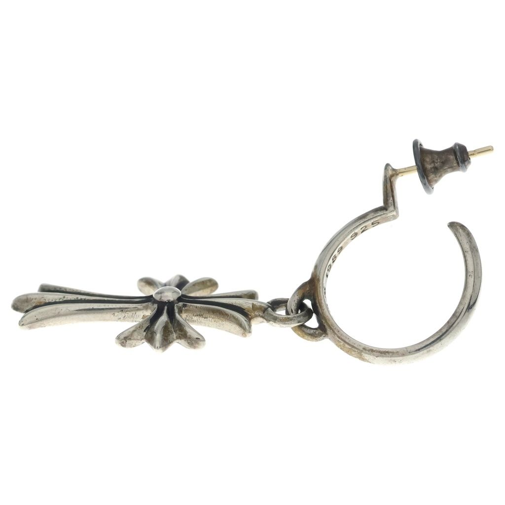 Chrome Hearts Tiny CH Cross Hoop Earrings Silver — view 4