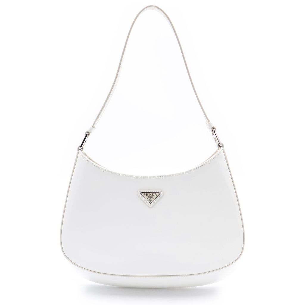 Prada Cleo Oh Shoulder Bag White Leather 499 Silver