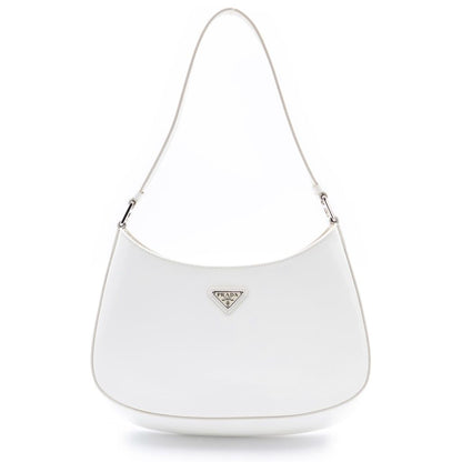 Prada Cleo Oh Shoulder Bag White Leather 499 Silver