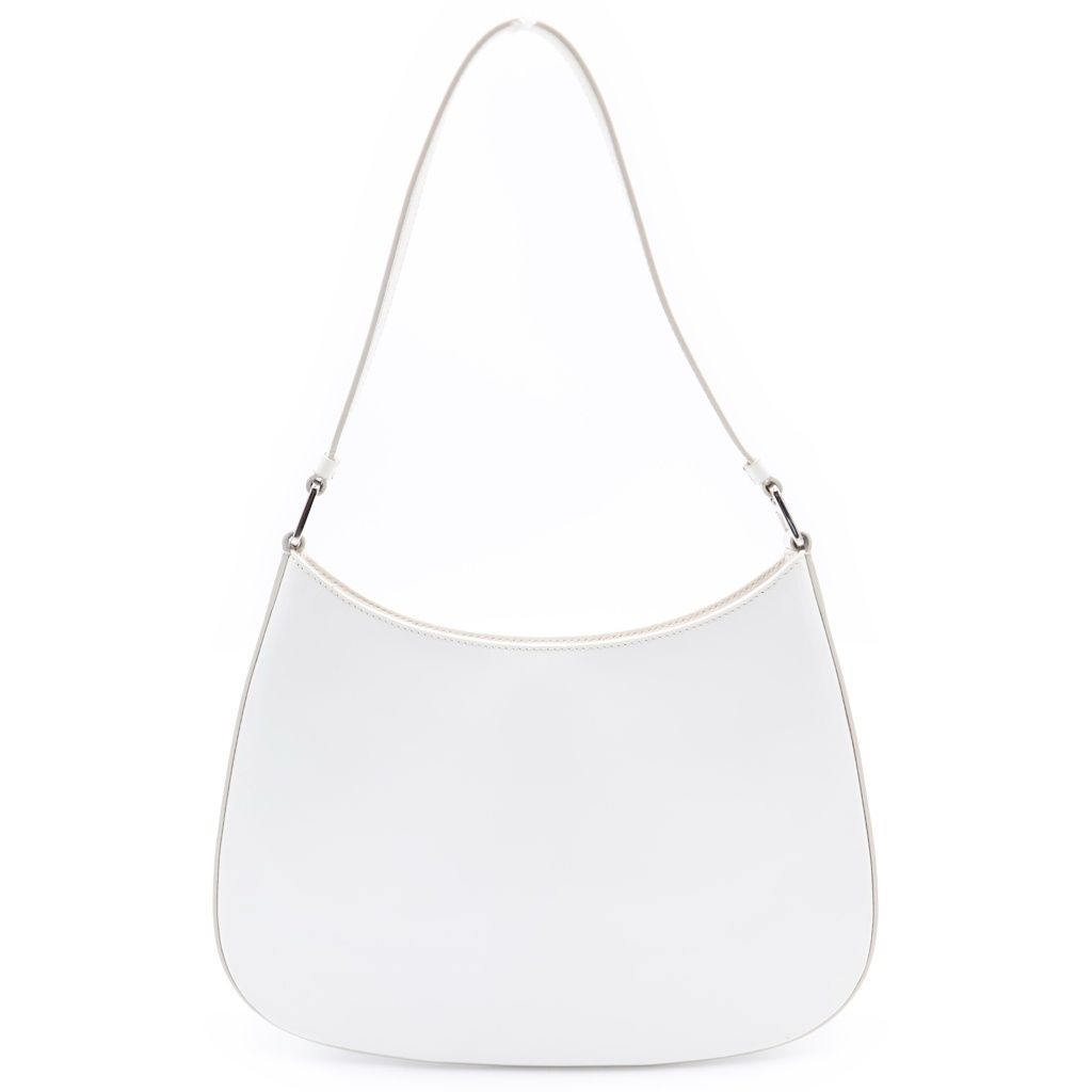 Prada Cleo Oh Shoulder Bag White Leather 499 Silver — view 2