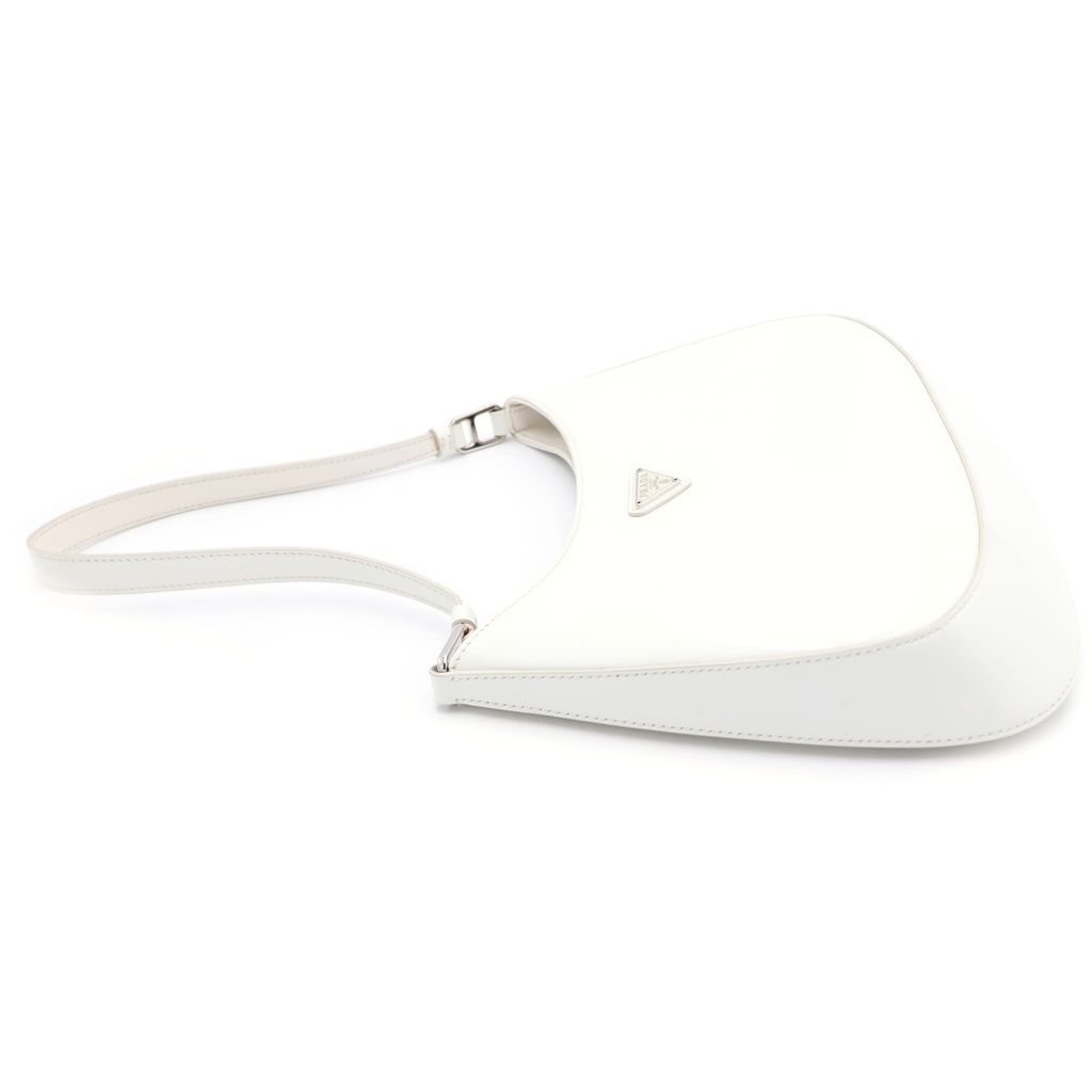 Prada Cleo Oh Shoulder Bag White Leather 499 Silver — view 3