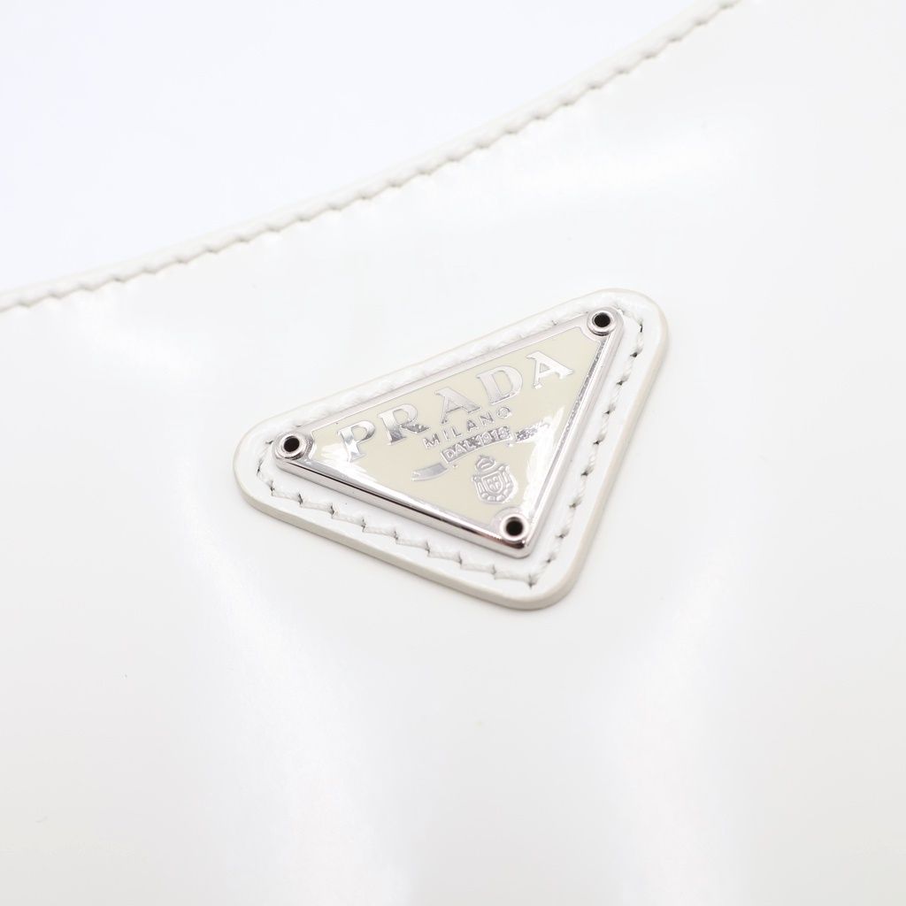 Prada Cleo Oh Shoulder Bag White Leather 499 Silver — view 6
