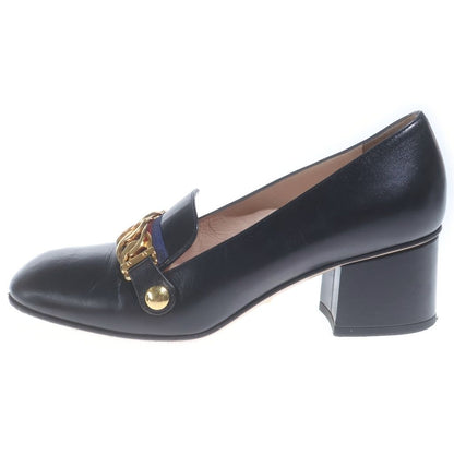 Gucci Sylvie Gold Chain Tricolor Wedge Heels Pumps Black — view 2