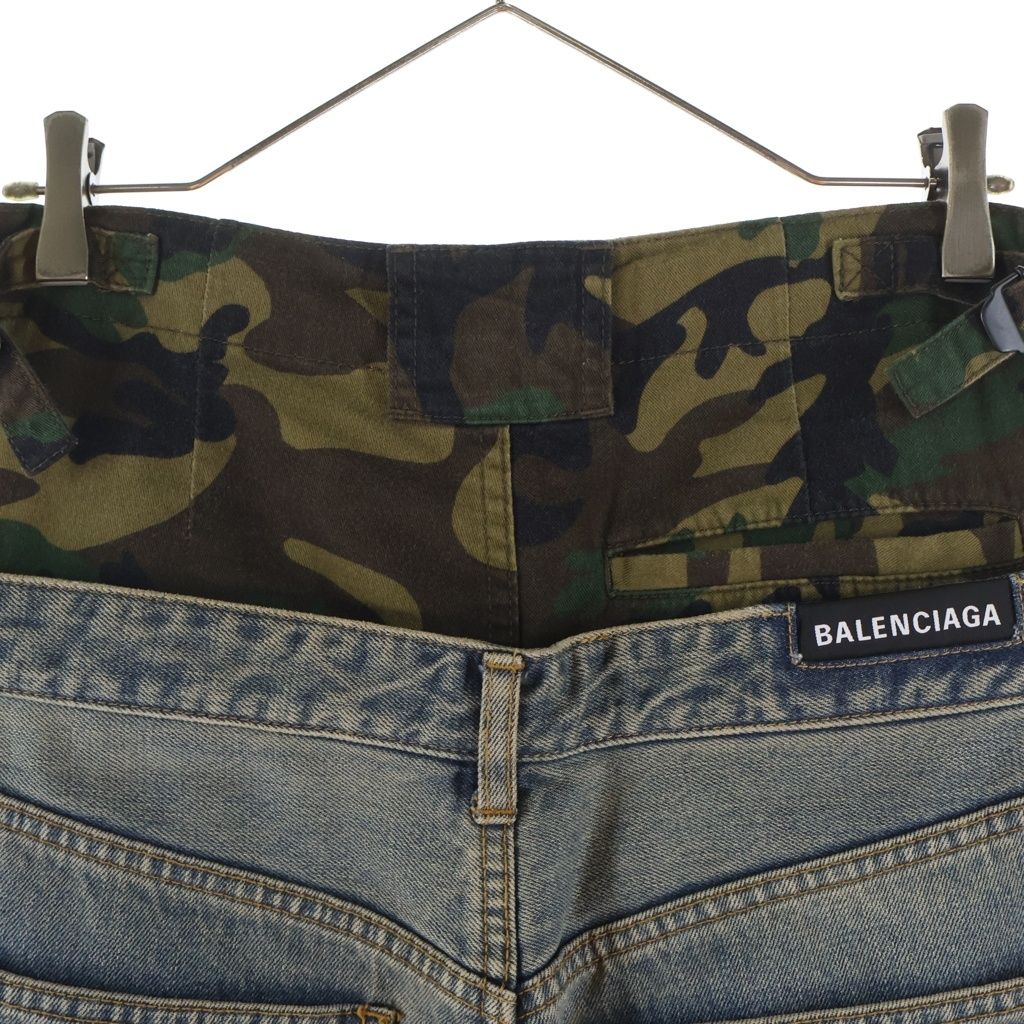 Balenciaga Camouflage Layered Denim Pants Indigo — view 4