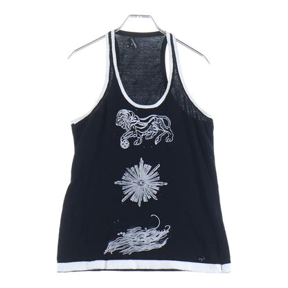 Chanel Front Print Sleeveless Tank Top Black