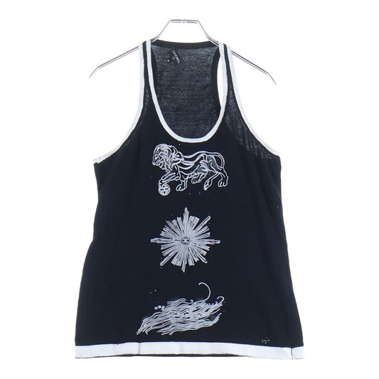Chanel Front Print Sleeveless Tank Top Black