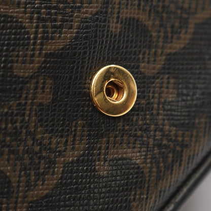 Celine Shoulder Bag Mini Claude Triomphe Black Brown Canvas Leather — view 5