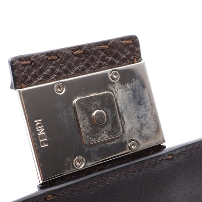 Fendi Shoulder Bag Selleria Baguette 2-Way Dark Brown Leather Mini — view 7