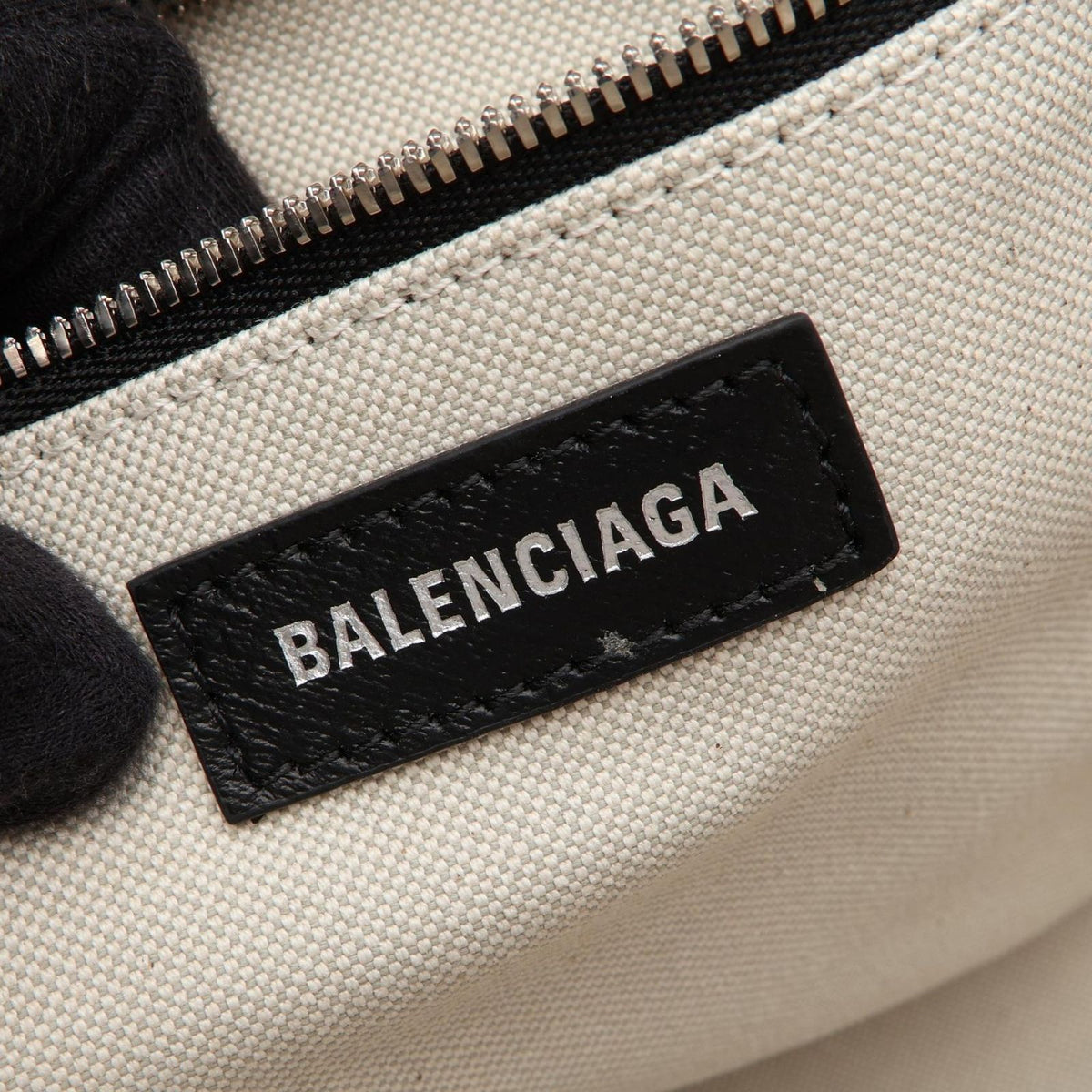 Balenciaga Tote Bag Biarritz 2-Way Ivory Black Canvas Leather — view 4