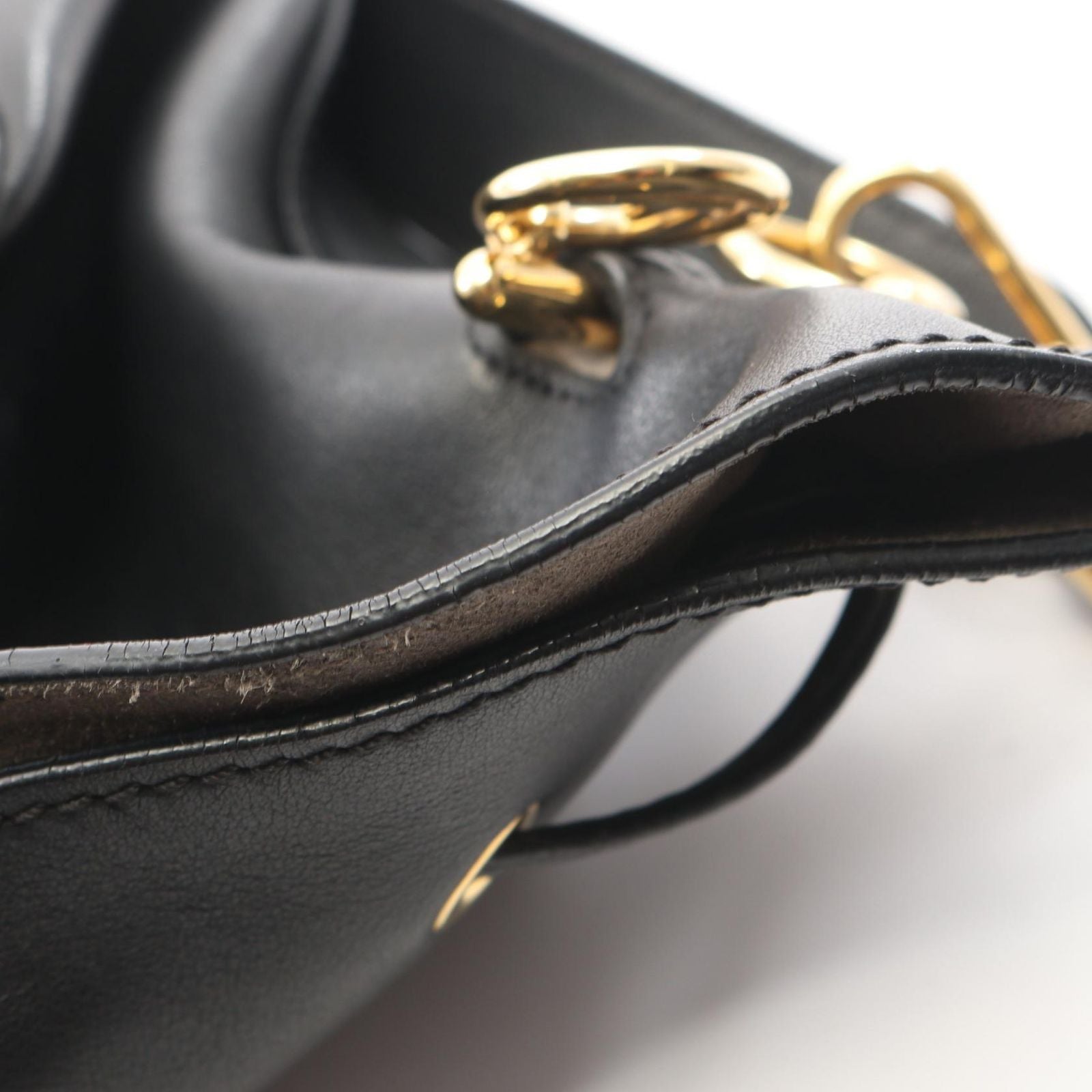 Fendi Shoulder Bag Montresor Drawstring Black Leather — view 5