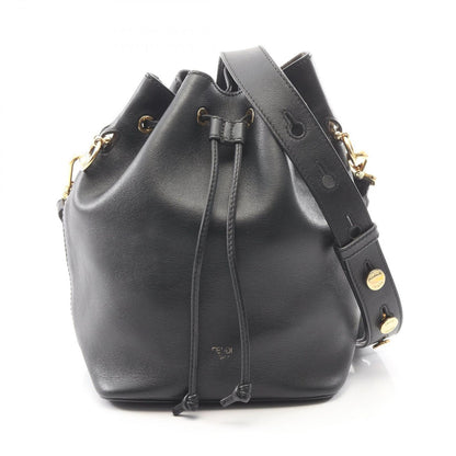 Fendi Shoulder Bag Montresor Drawstring Black Leather