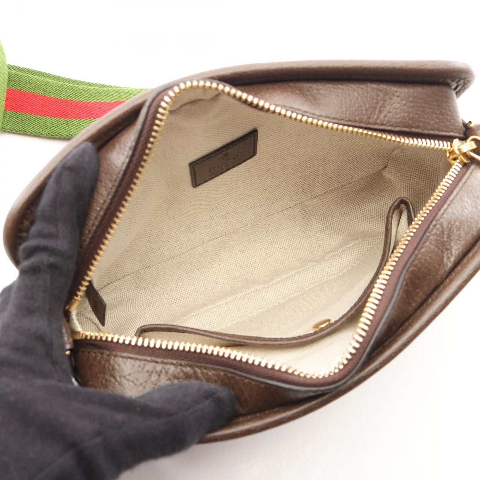 Gucci Shoulder Bag Jumbo GG Beige Brown Green Canvas Leather — view 3