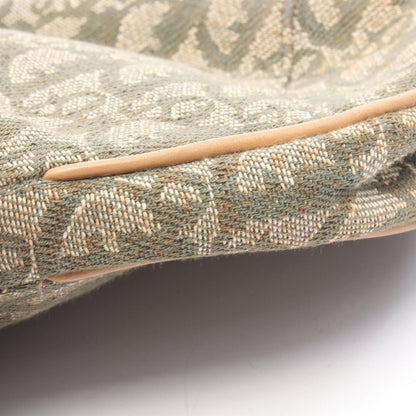 Dior Handbag Trotter Saddle Pouch Green Beige Ivory Canvas Leather — view 8