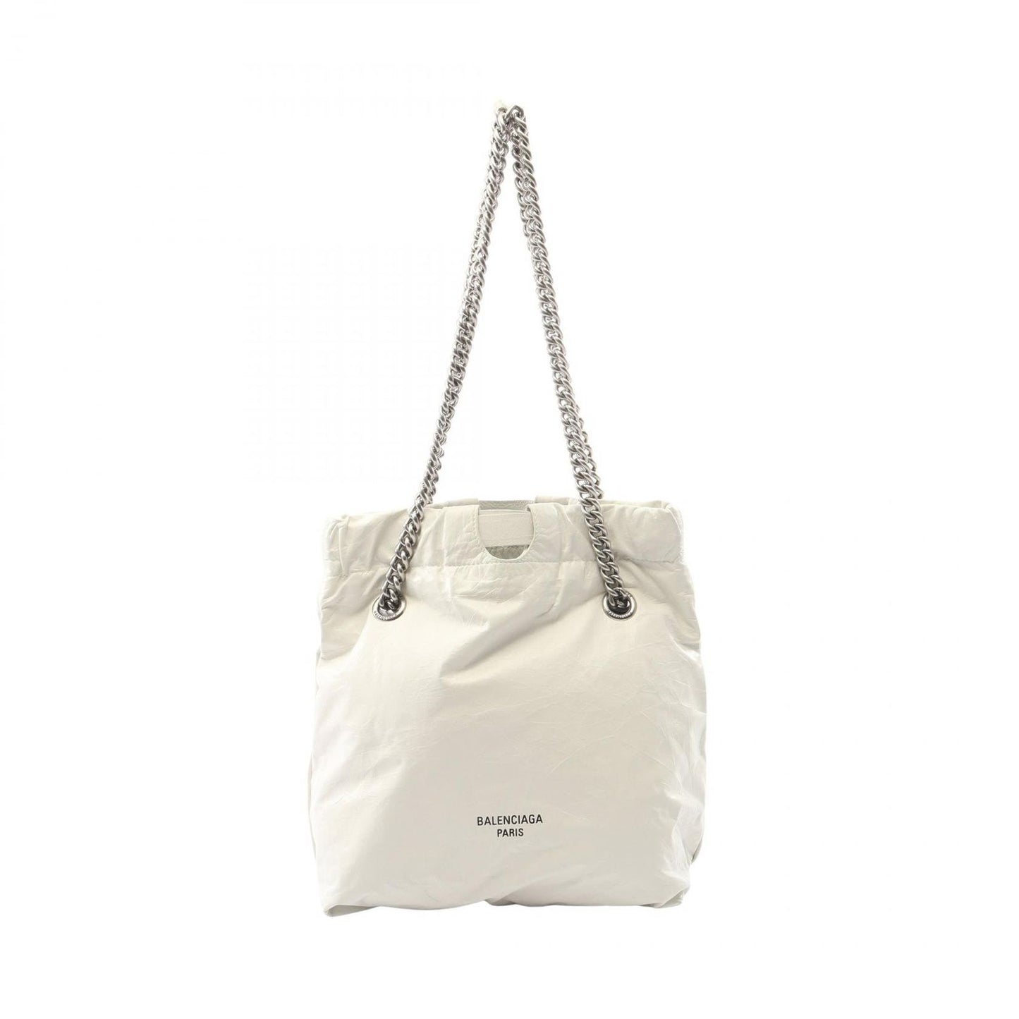 Balenciaga Shoulder Bag Crush Small Tote White Leather