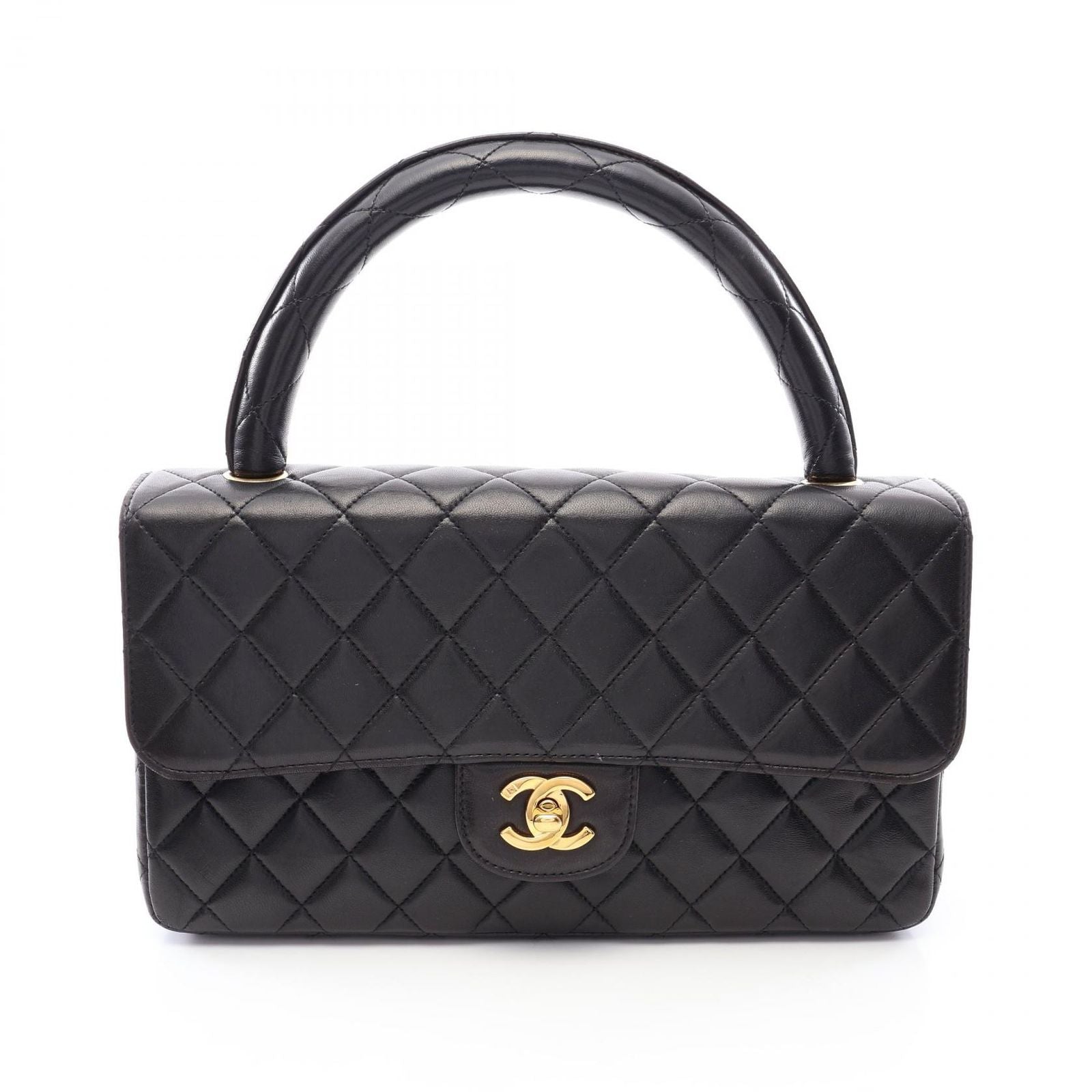 Chanel Handbag Quilted Parent Child Bag Black Lambskin