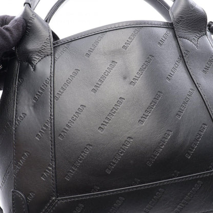 Balenciaga Navy Cabas XS 2-Way Black Leather All Over Logo XS Handbag — view 5