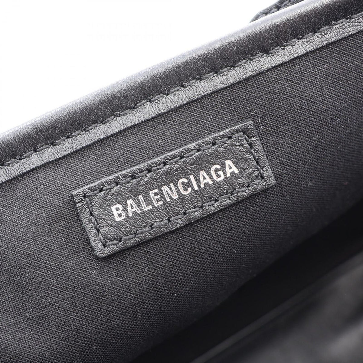 Balenciaga Navy Cabas XS 2-Way Black Leather All Over Logo XS Handbag — view 4