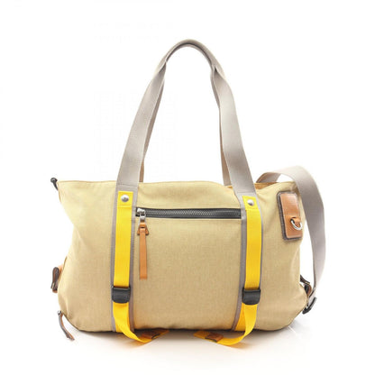 Loewe Tote Bag Eye Nature Eln 2-Way Beige Yellow Gray Canvas Leather