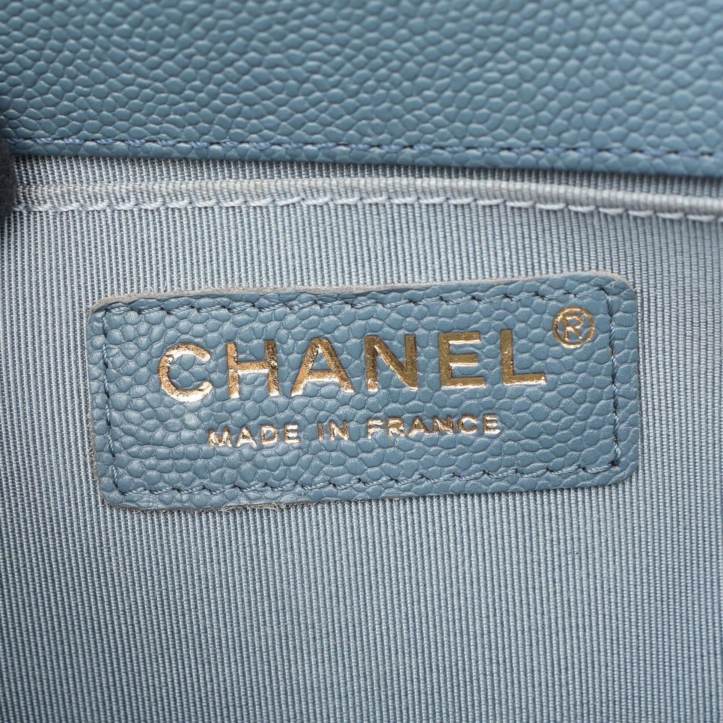 Chanel Shoulder Bag Boy Small Blue Gray Caviar Leather Chain — view 4