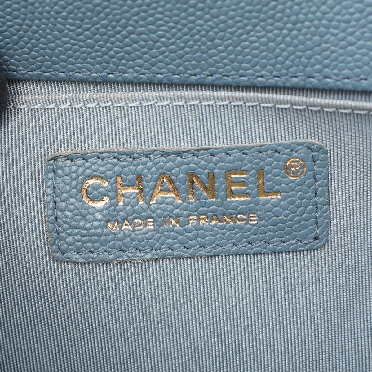 Chanel Shoulder Bag Boy Small Blue Gray Caviar Leather Chain — view 4