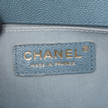 Chanel Shoulder Bag Boy Small Blue Gray Caviar Leather Chain — view 4