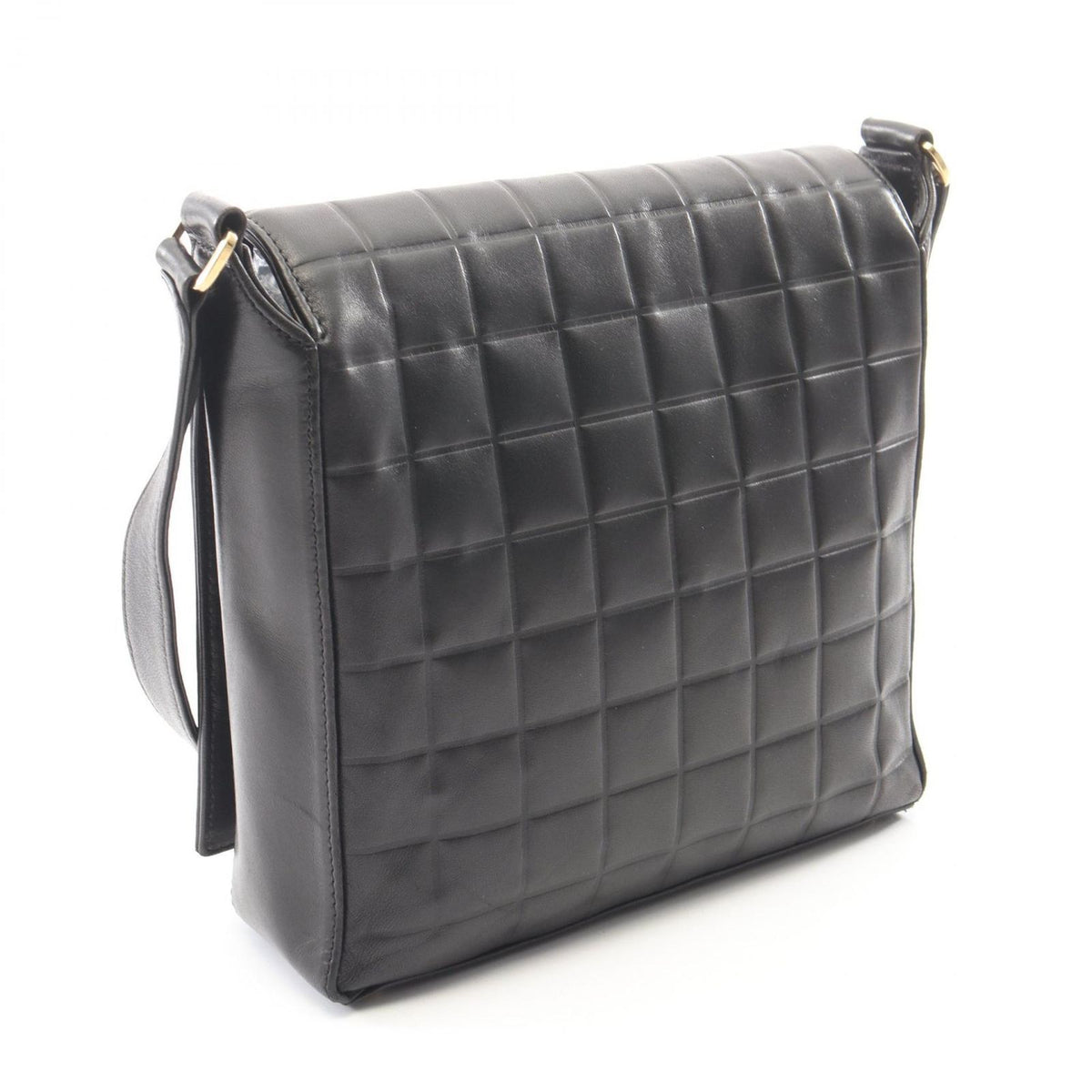Chanel Shoulder Bag Choco Bar Black Lambskin CC Logo — view 2