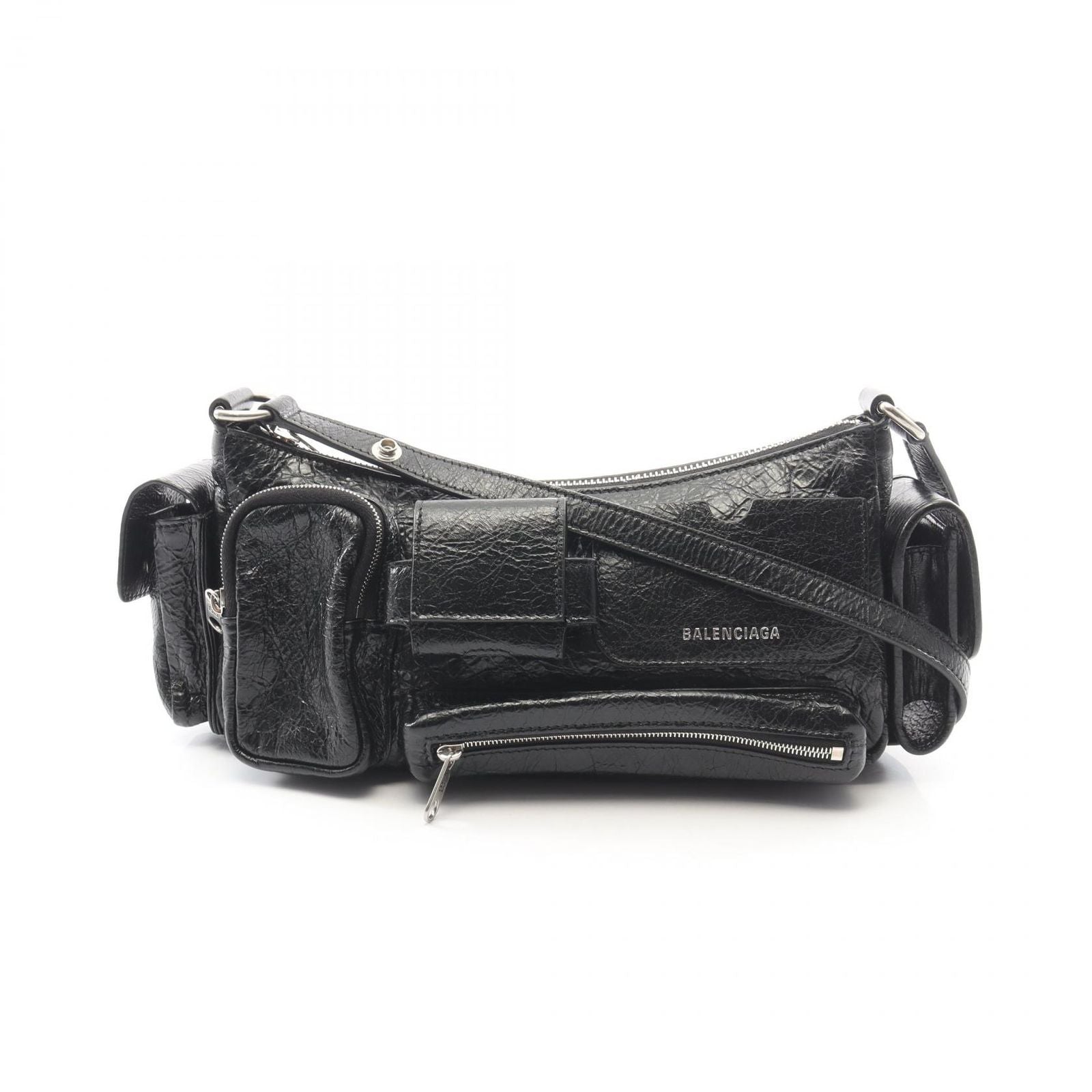 Balenciaga Shoulder Bag Superbusy Super Busy Small Black Leather